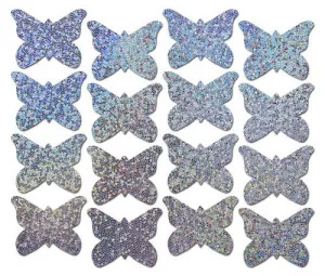 16 Mini Butterflies Pasties - Silver Glitter