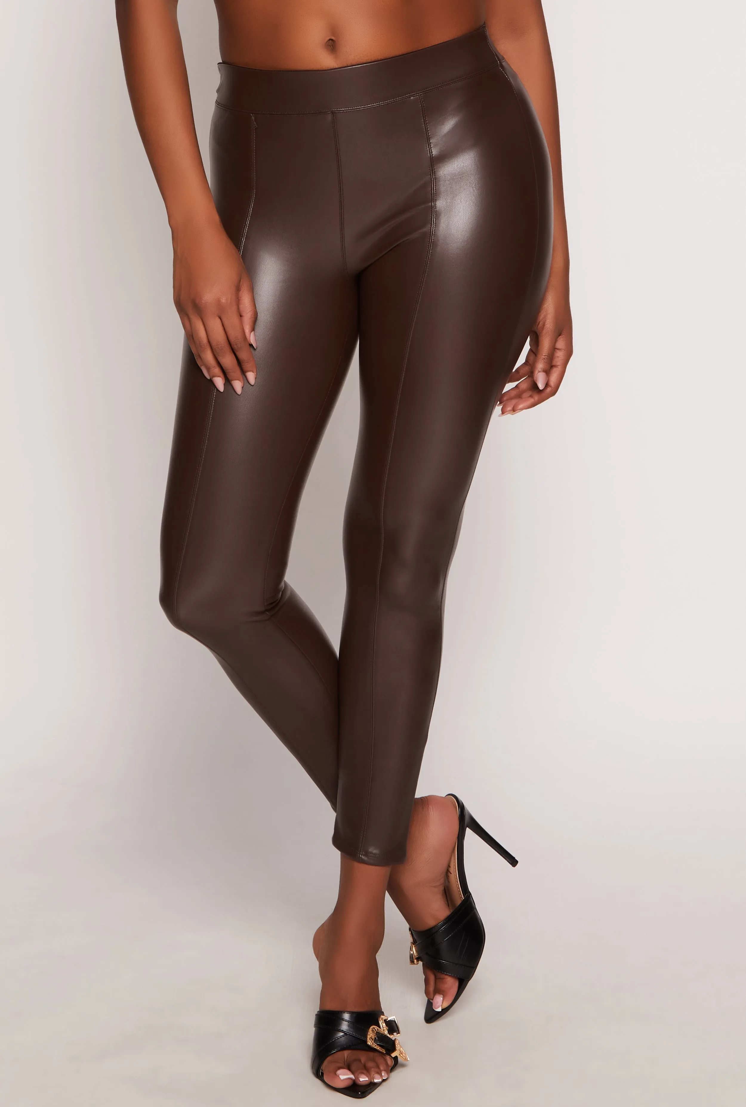 Ambiance Faux Leather Pintuck Leggings