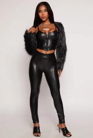 Ambiance Faux Leather Pintuck Leggings