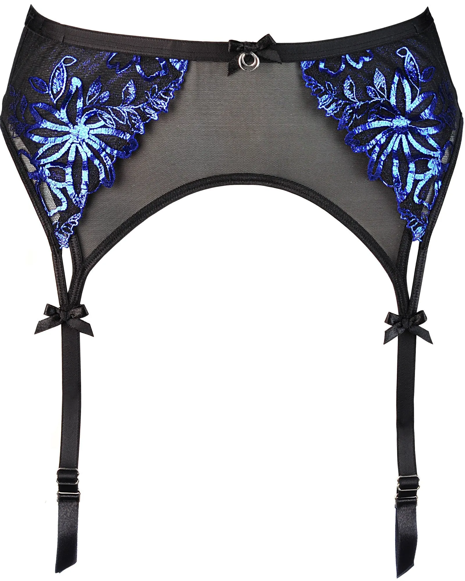 Axami Brilliance Embroidery Garter Belt Blue Shimmer