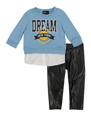 Baby Girls 12-24M Dream New York Graphic Sweatshirt and Leggings