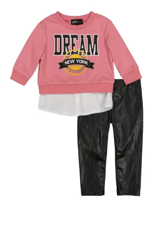 Baby Girls 12-24M Dream New York Graphic Sweatshirt and Leggings