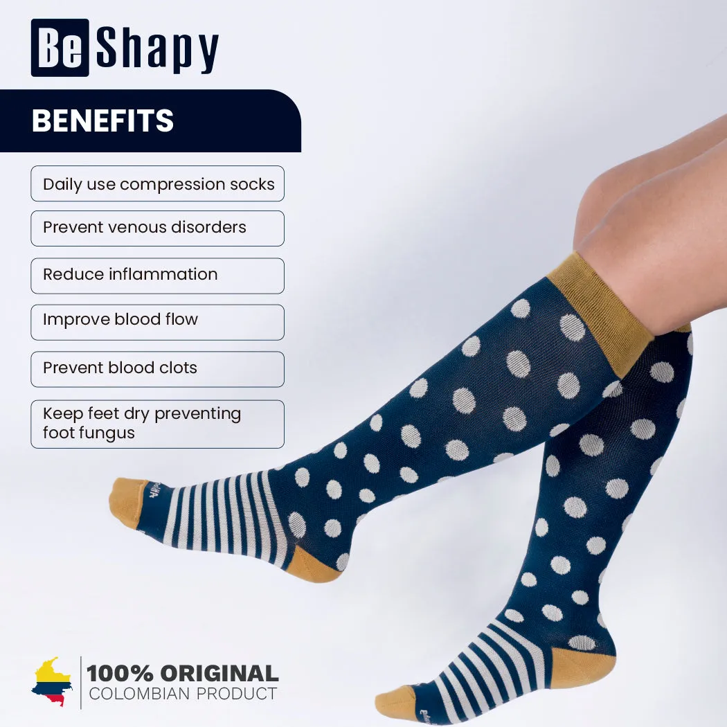 Be Shapy | Knee High Compression Socks Open Toes Support Stockings | Medias de Compresión con Abertura en Dedos