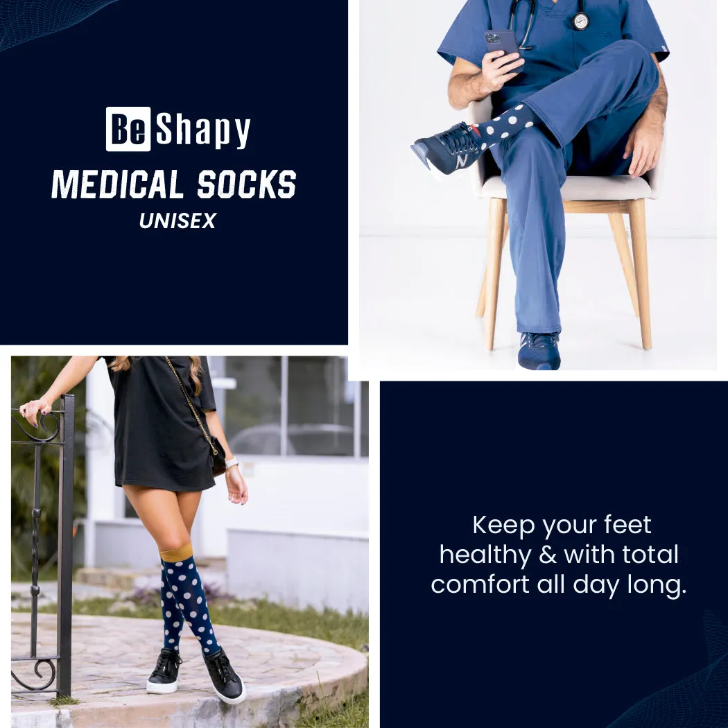 Be Shapy | Knee High Compression Socks Open Toes Support Stockings | Medias de Compresión con Abertura en Dedos