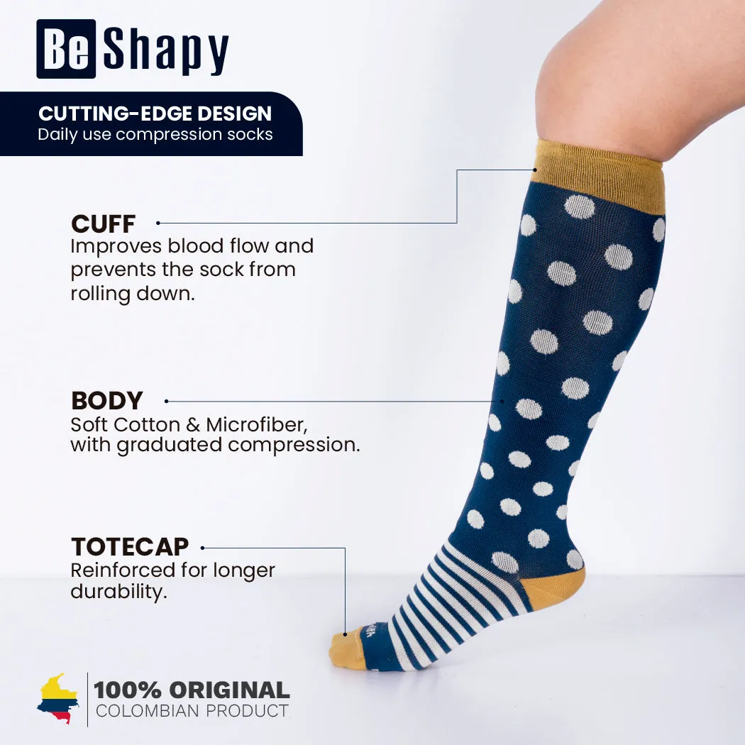 Be Shapy | Knee High Compression Socks Open Toes Support Stockings | Medias de Compresión con Abertura en Dedos