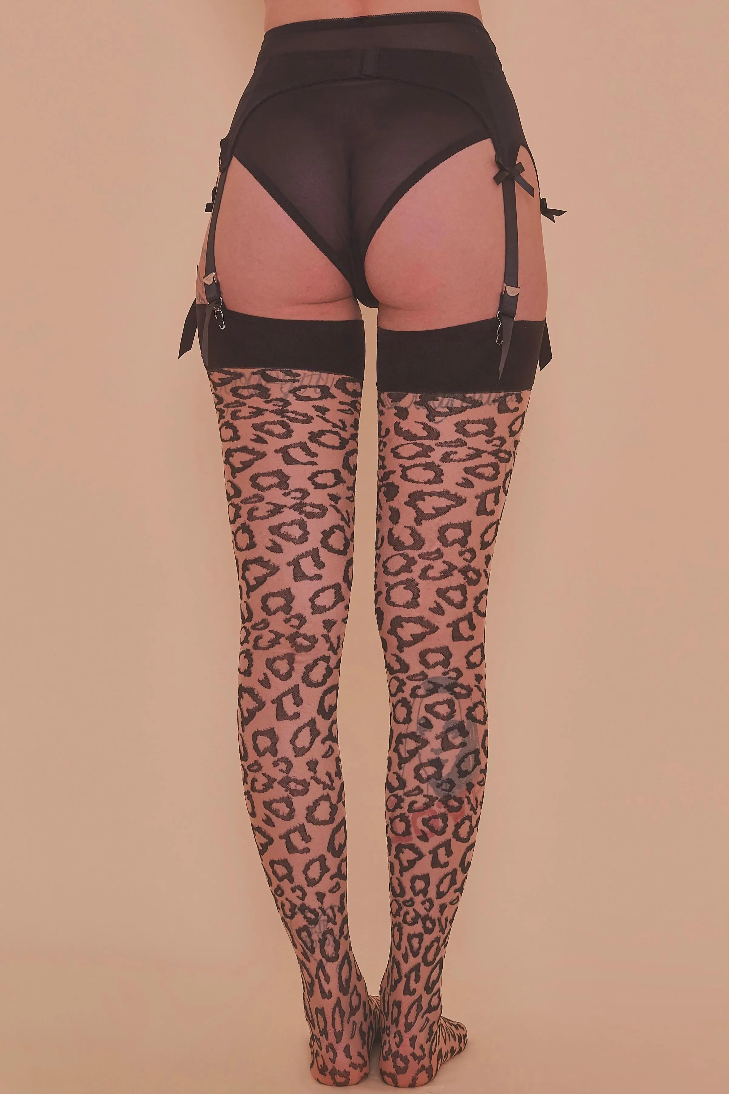 Bettie Page Leopard Knit Stockings AUS 8 - 22
