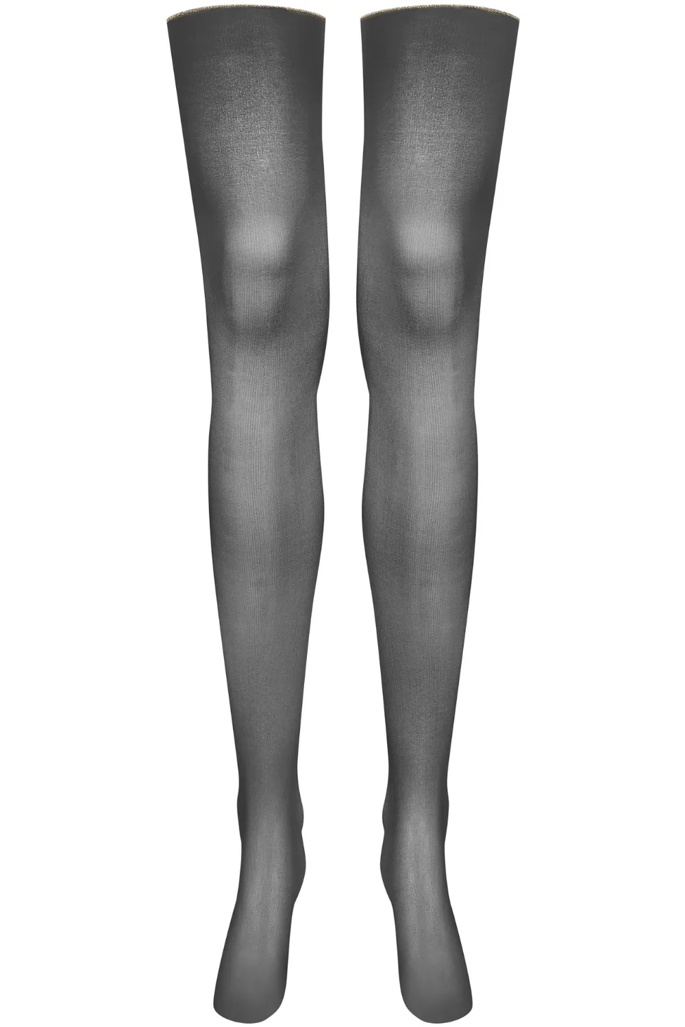 Black Cut & Curled Gold Lurex Seam Stockings 20 Denier