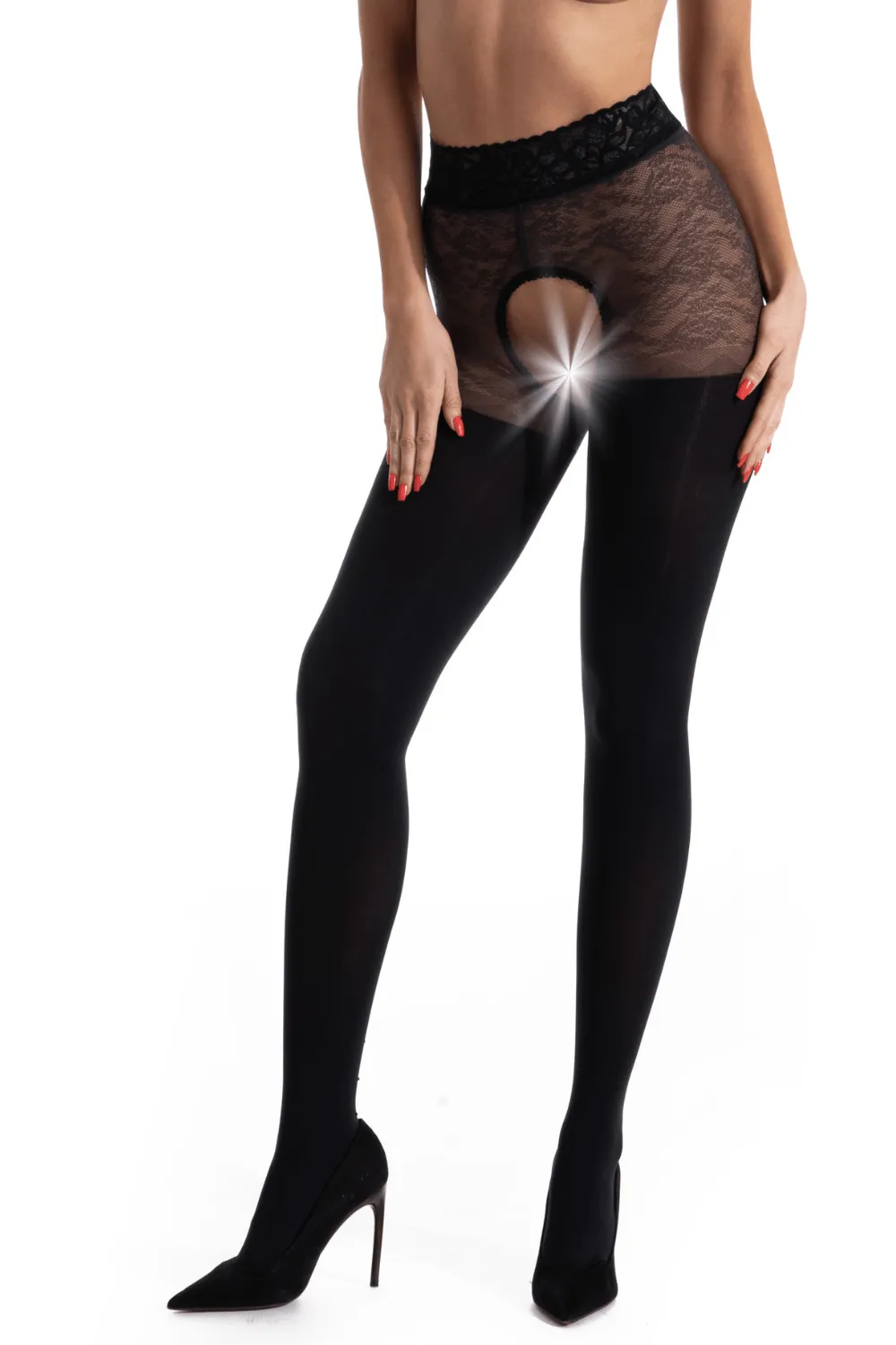 Black Diamond Open Crotch Tights 60/30 Denier