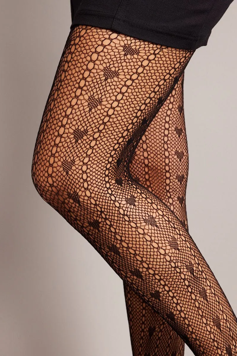 Black Heart Patterned Tights
