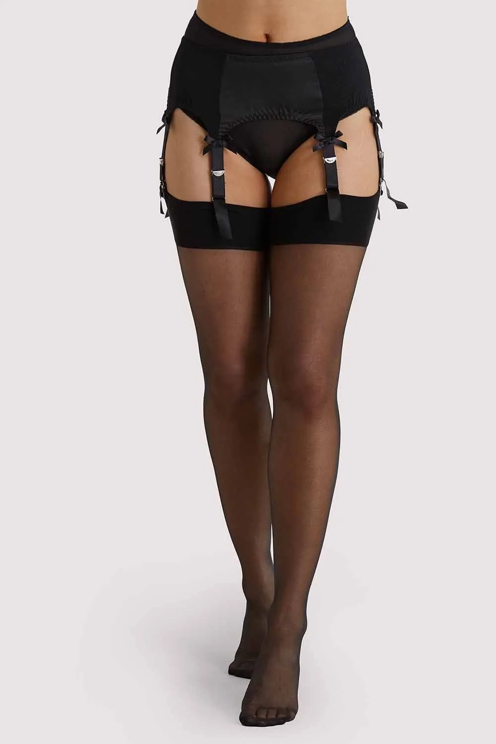 Bow Back Seamed Stockings Black AUS 8 - 22