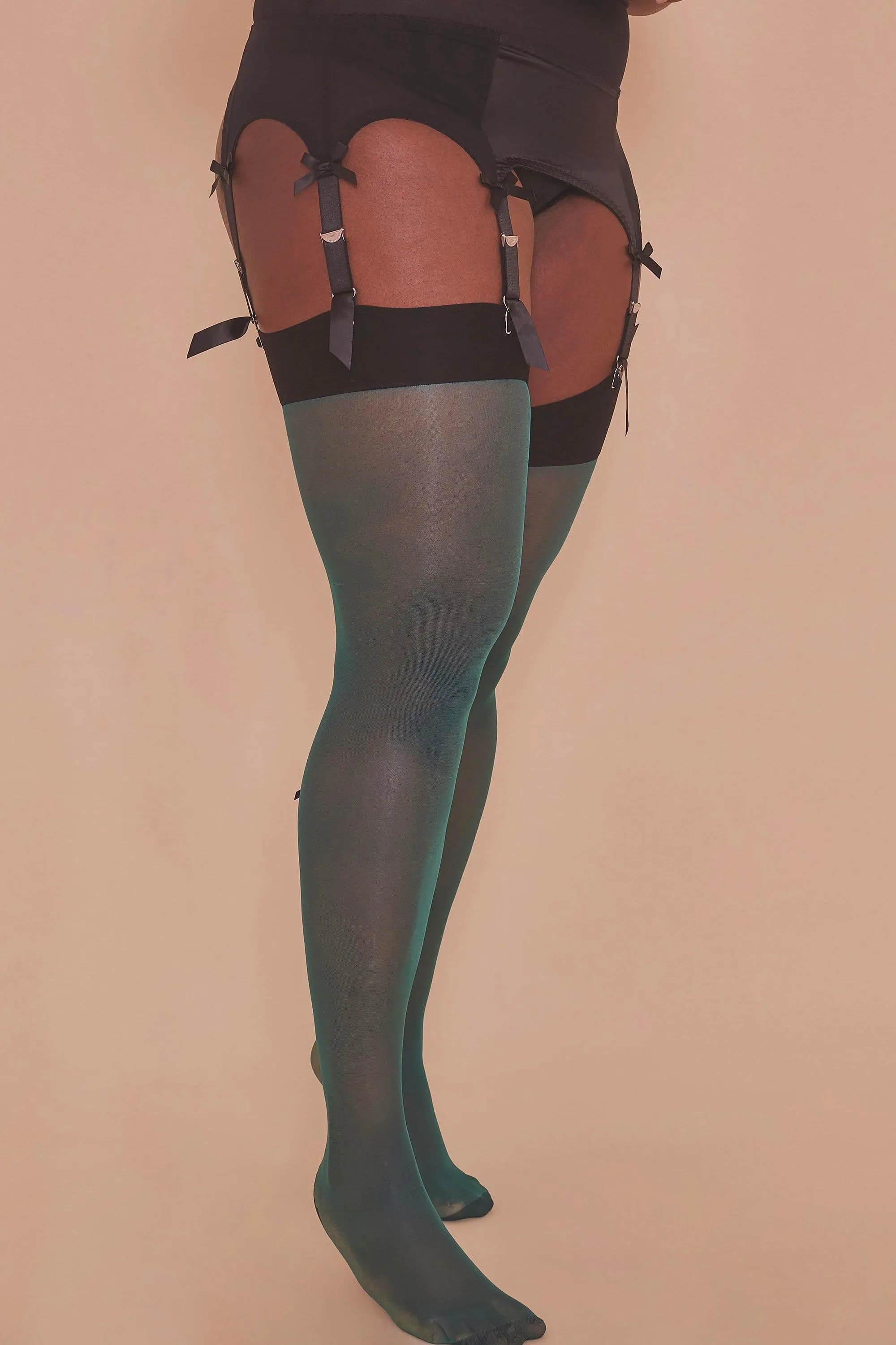 Bow Back Stockings Green AUS 8 - 22
