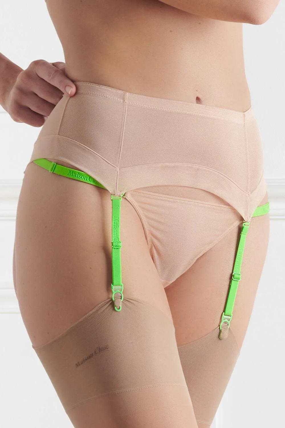 Corps à Corps Suspender Belt Vanilla/Neon Green