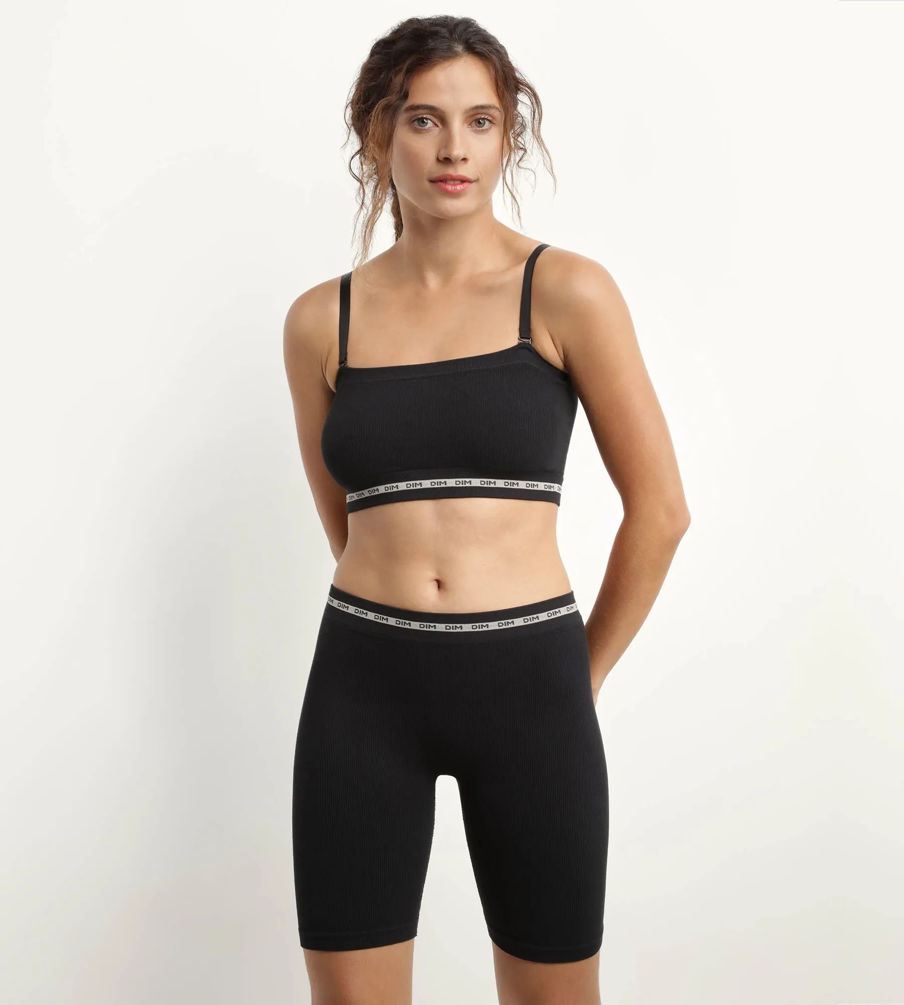 Cycliste femme en modal polyamide côtelée Noir Dim Icons Seamless