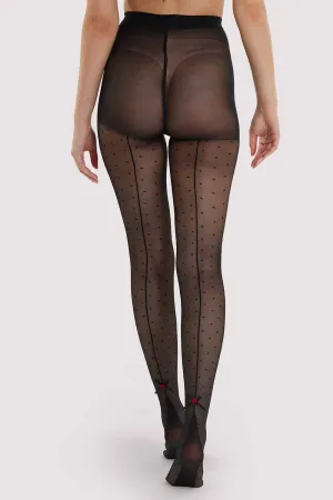 Dotty Seamed Tights With Bow Black AUS 8 - 22