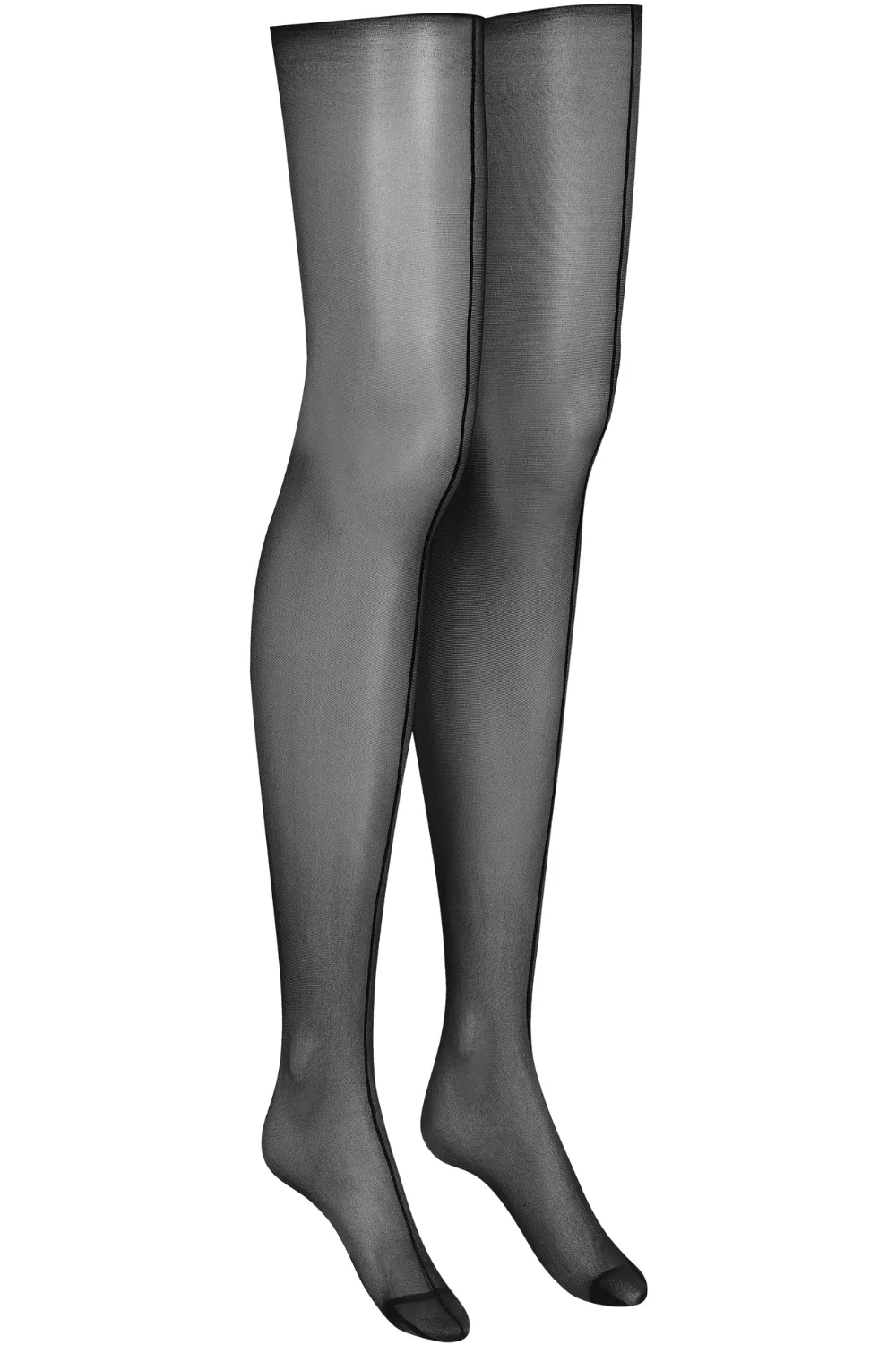 Double Seam Cut & Curled Stockings Black