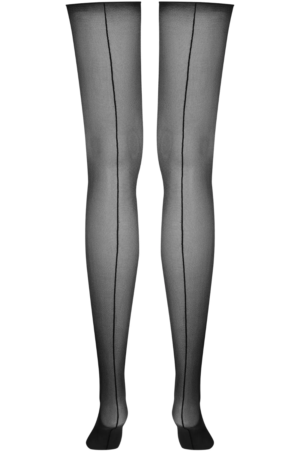 Double Seam Cut & Curled Stockings Black