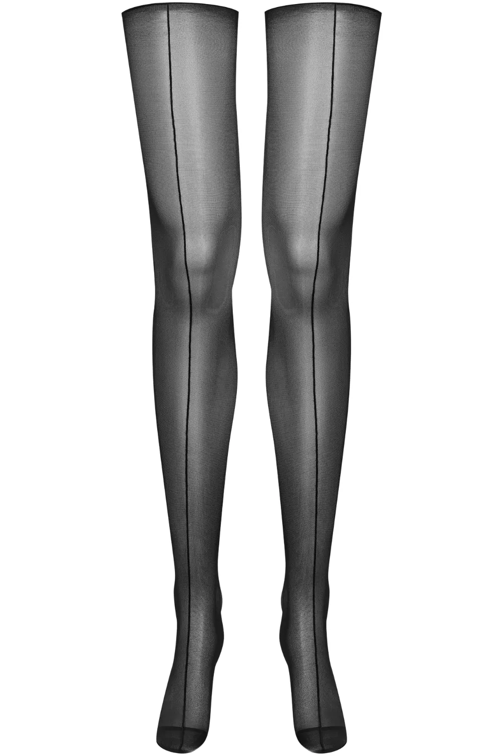 Double Seam Cut & Curled Stockings Black
