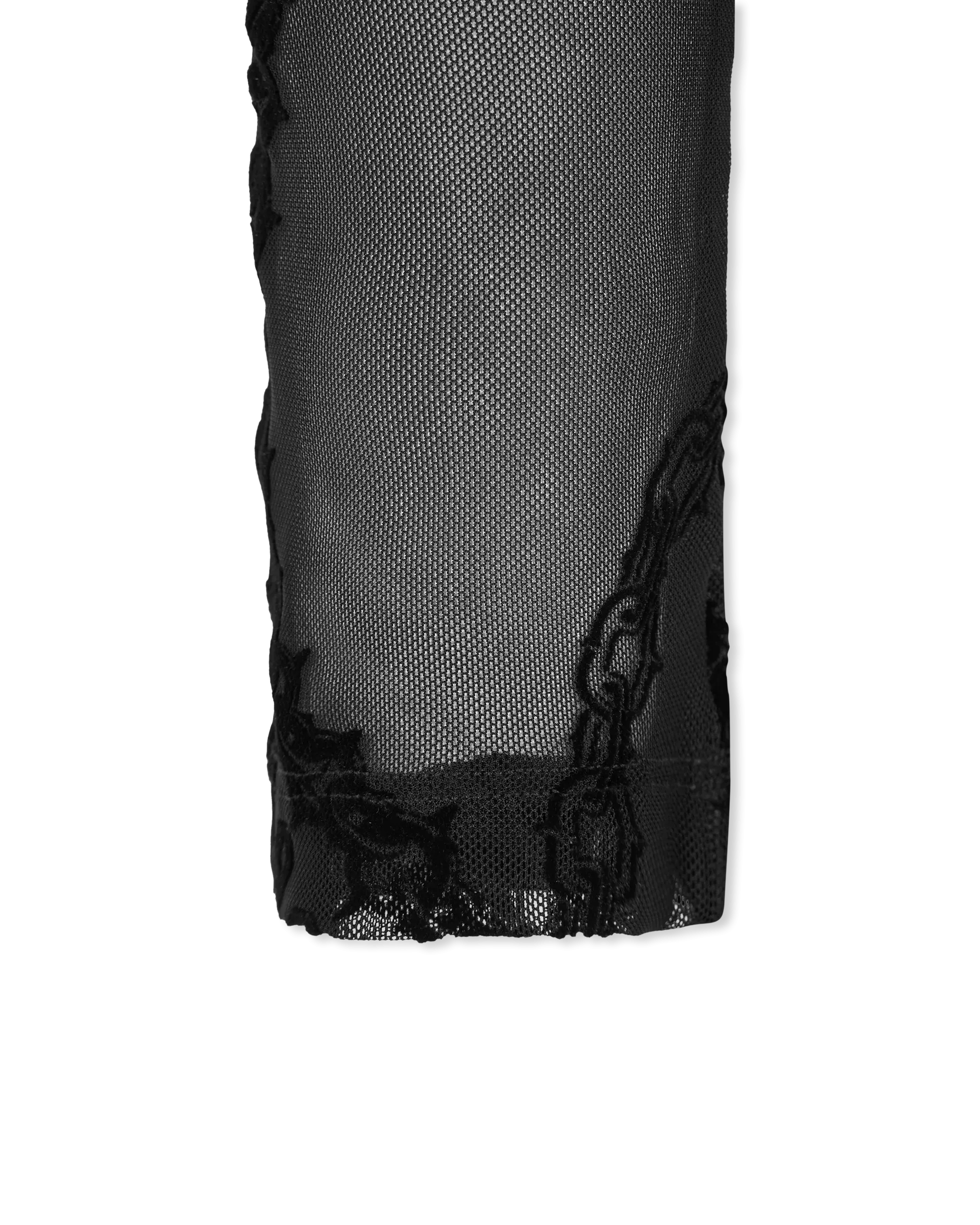 Flocked Chain-Print Mesh Leggings