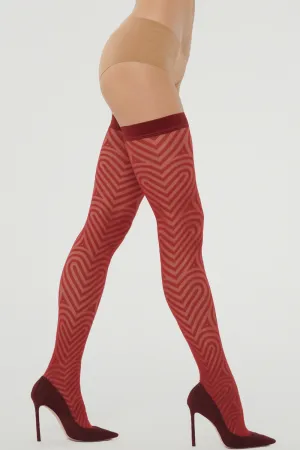 Heart Pattern Stay-Ups Soft Cherry 20 Denier