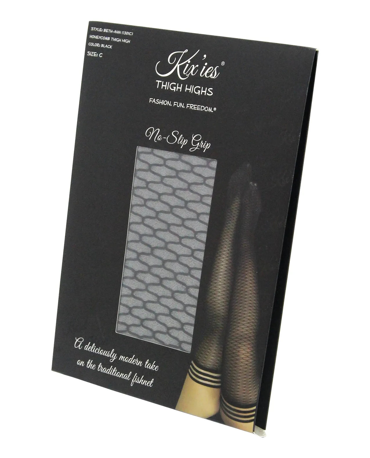 Kixies Beth Ann Honeycomb Thigh Highs Black