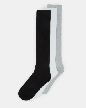 KNEE HIGH SOCKS BLACK MULTI