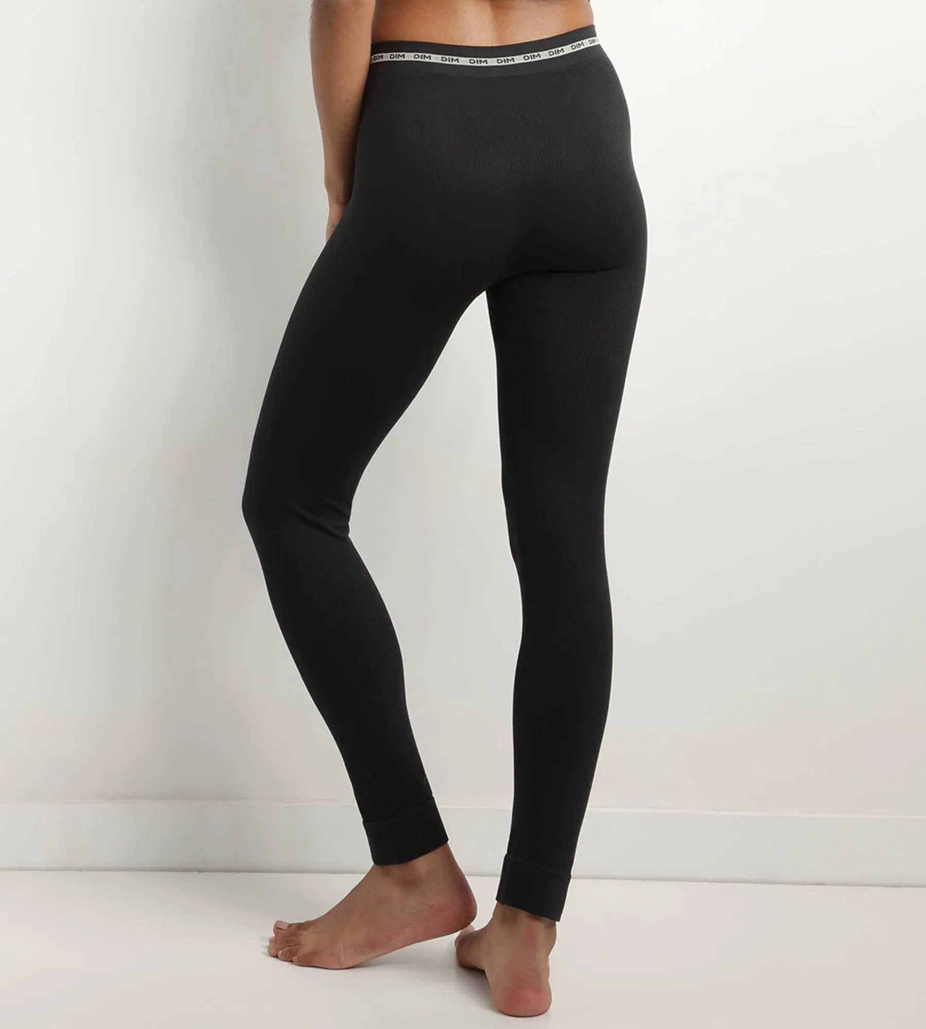 Legging femme sans couture en tissu côtelé Noir Dim Icons Seamless