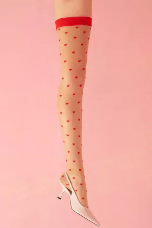 Love Booster Heart Pattern Stockings 15 Denier