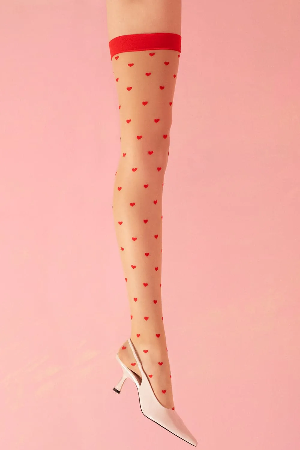 Love Booster Heart Pattern Stockings 15 Denier