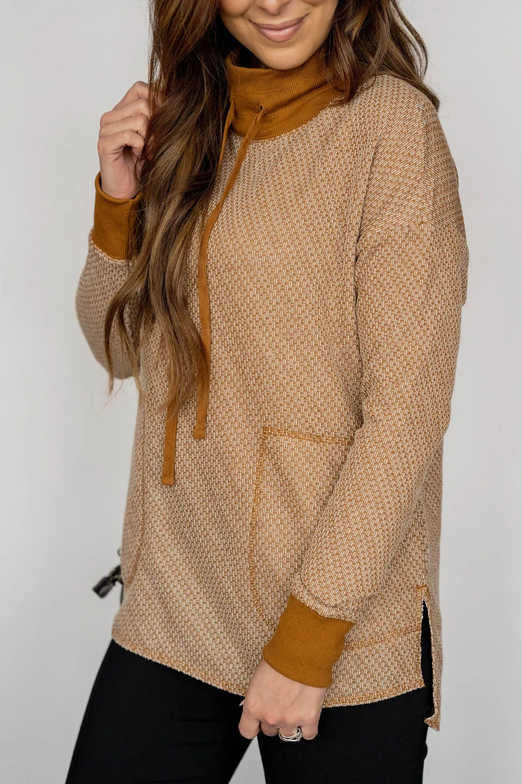 Mock Neck High Low Sweatshirt