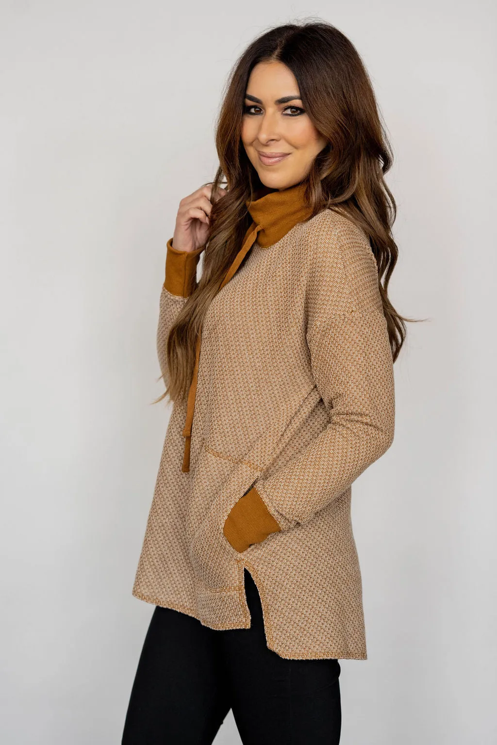 Mock Neck High Low Sweatshirt