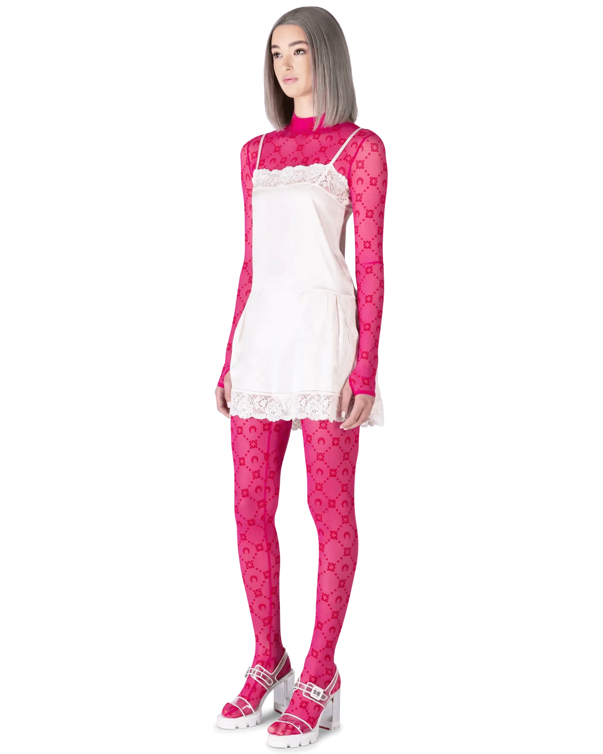 Moonogram Flocked Mesh Tights