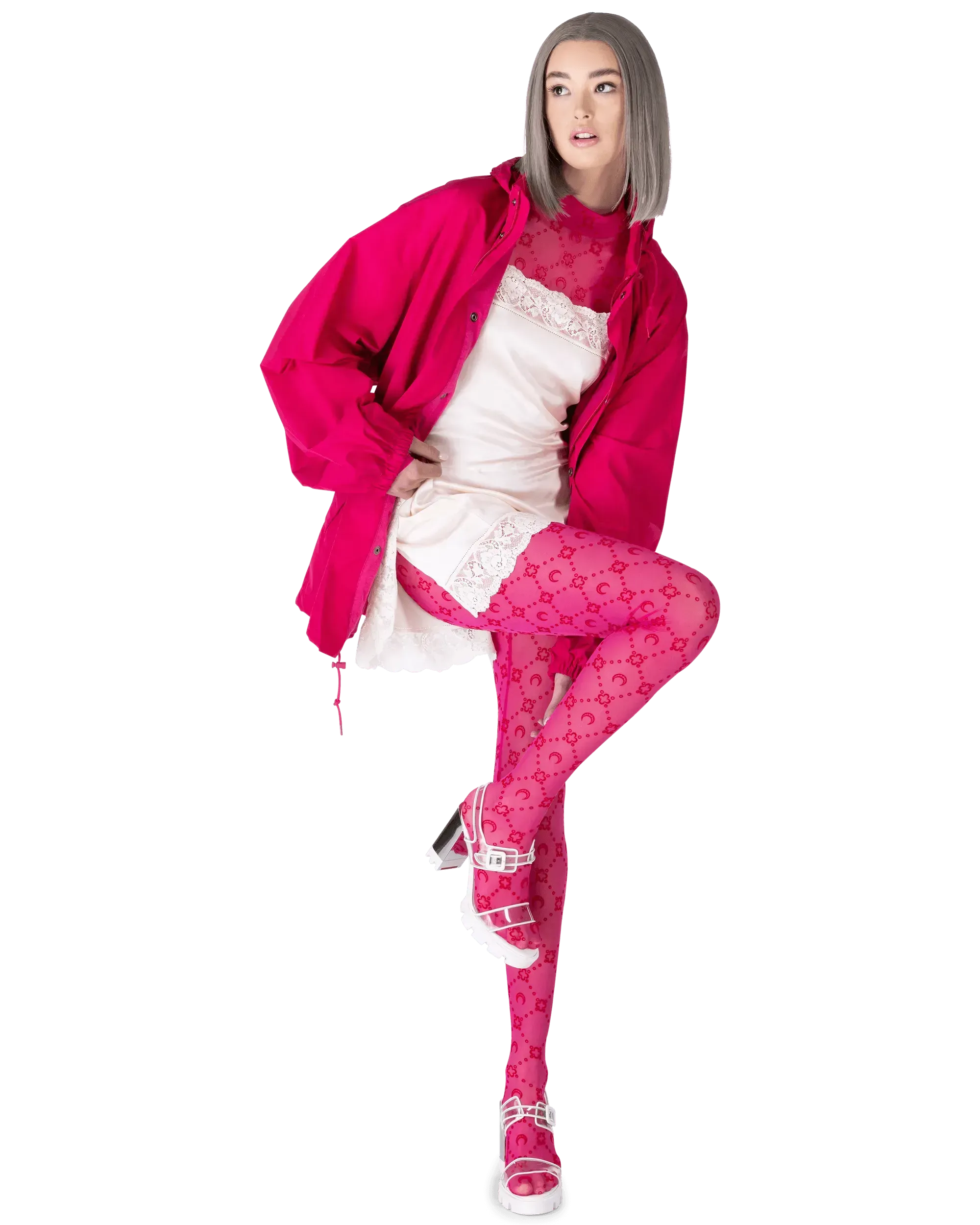 Moonogram Flocked Mesh Tights
