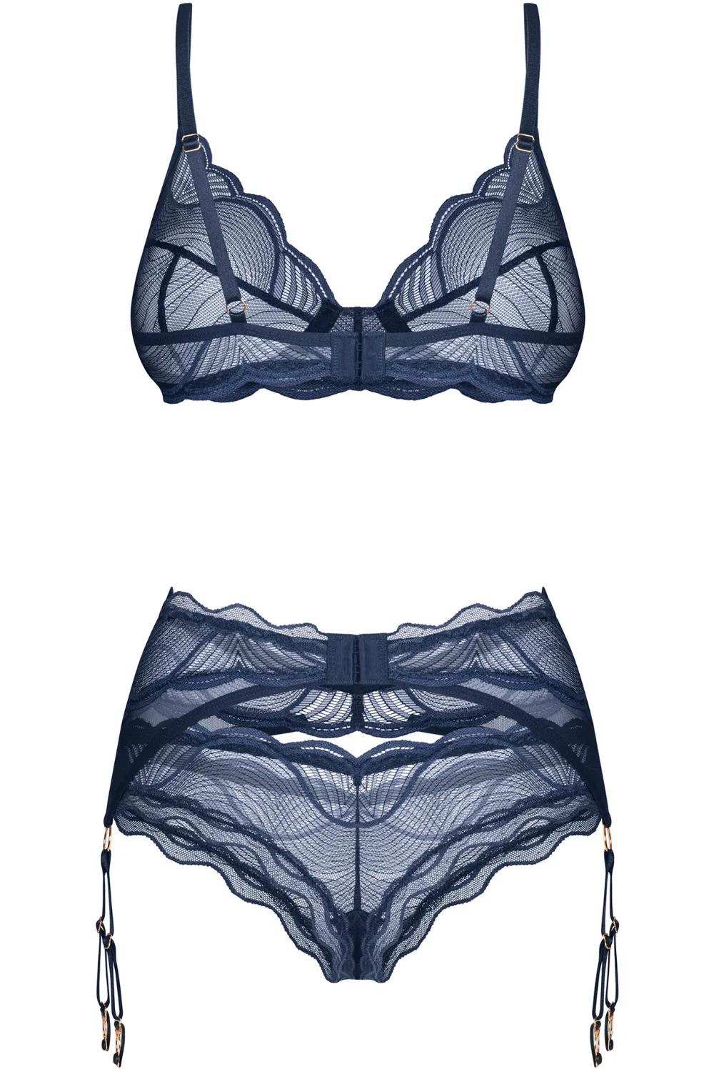 Nightly Blue Bra, Thong & Suspender
