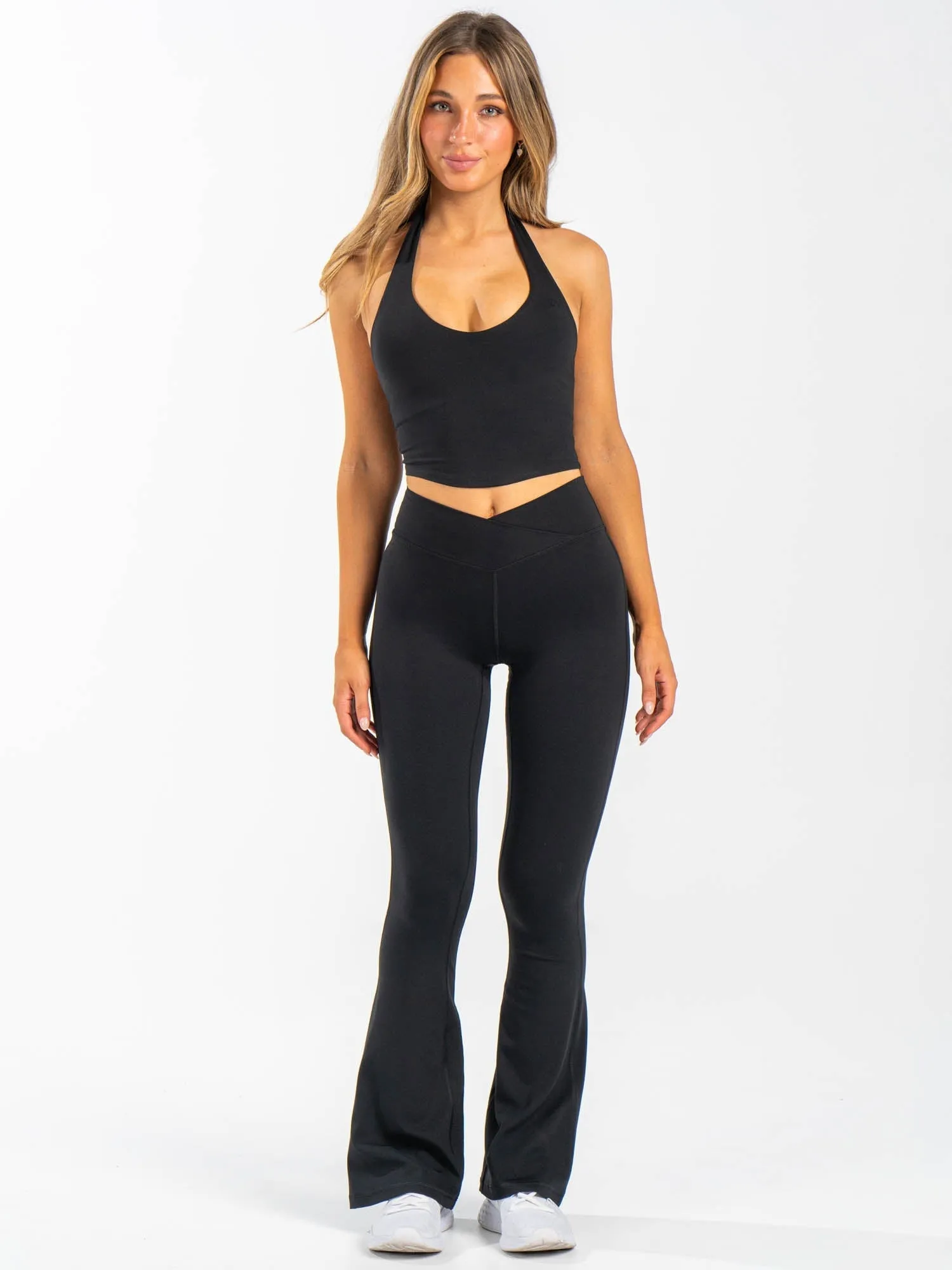 NKD Cross Waist Flared Leggings - Black