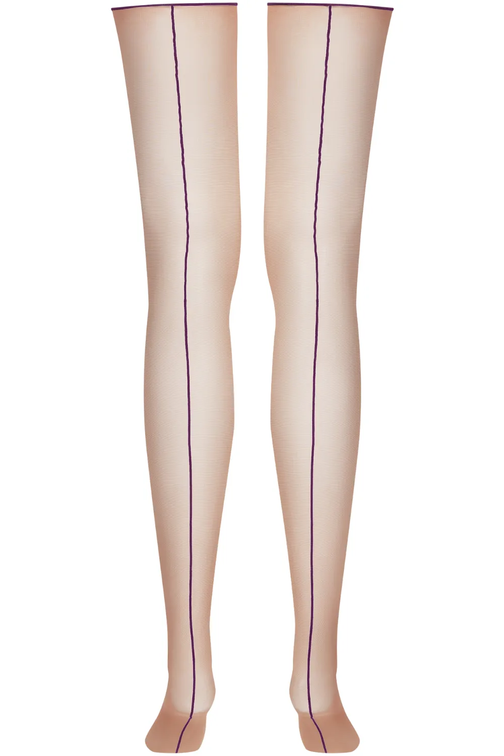 Nude Cut & Curled Purple Seam Stockings 20 Denier