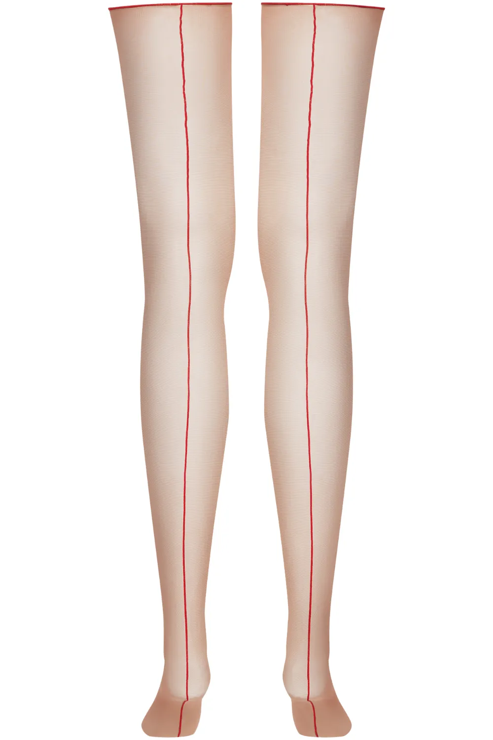 Nude Cut & Curled Red Seam Stockings 20 Denier