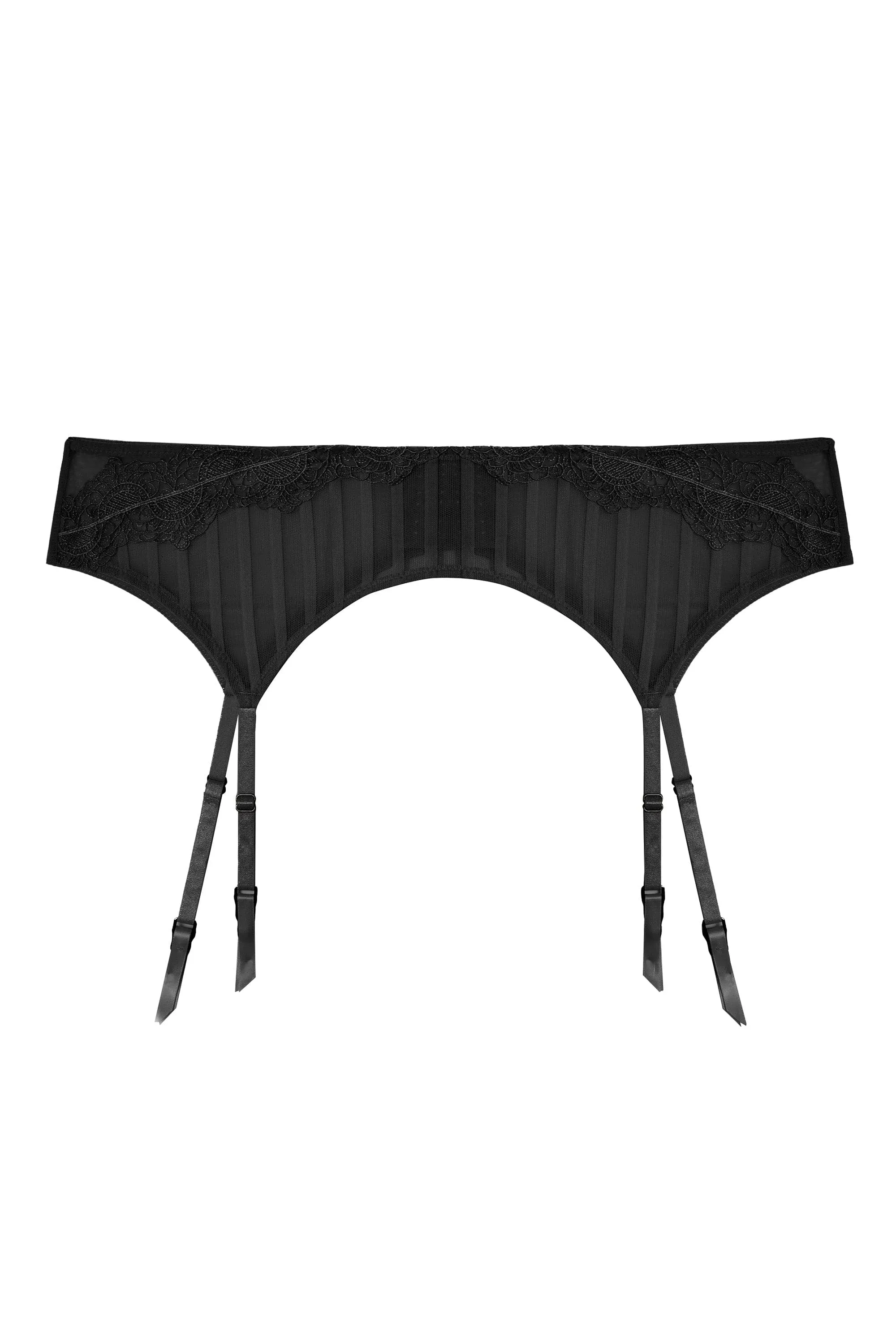 Presley Black Stripe And Lace Trim Suspender