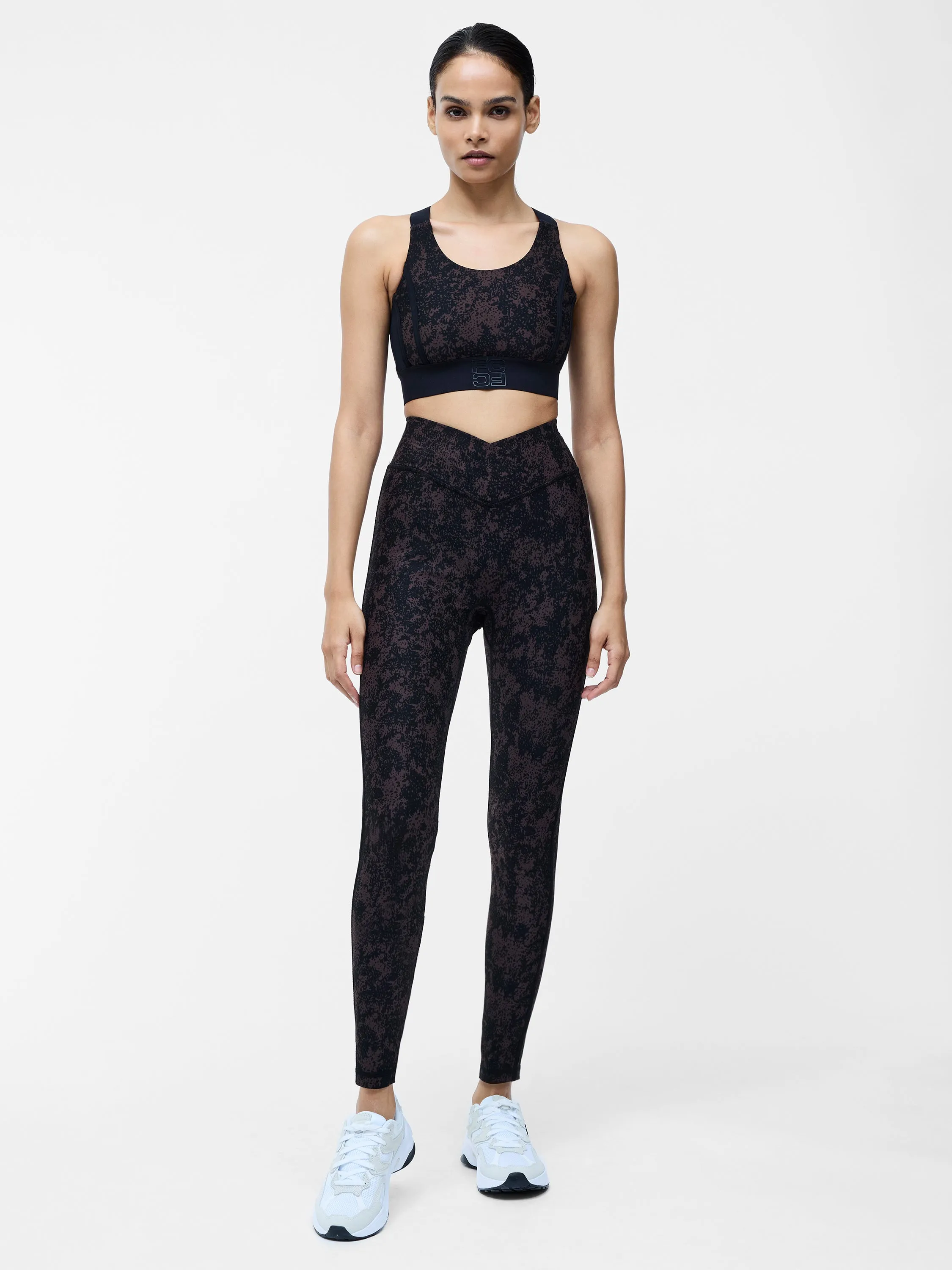 Printed High-Waisted Crossover Gym Leggings