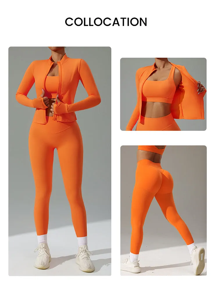 Quick-drying Tight 3-Piece Yoga Set with Jacket