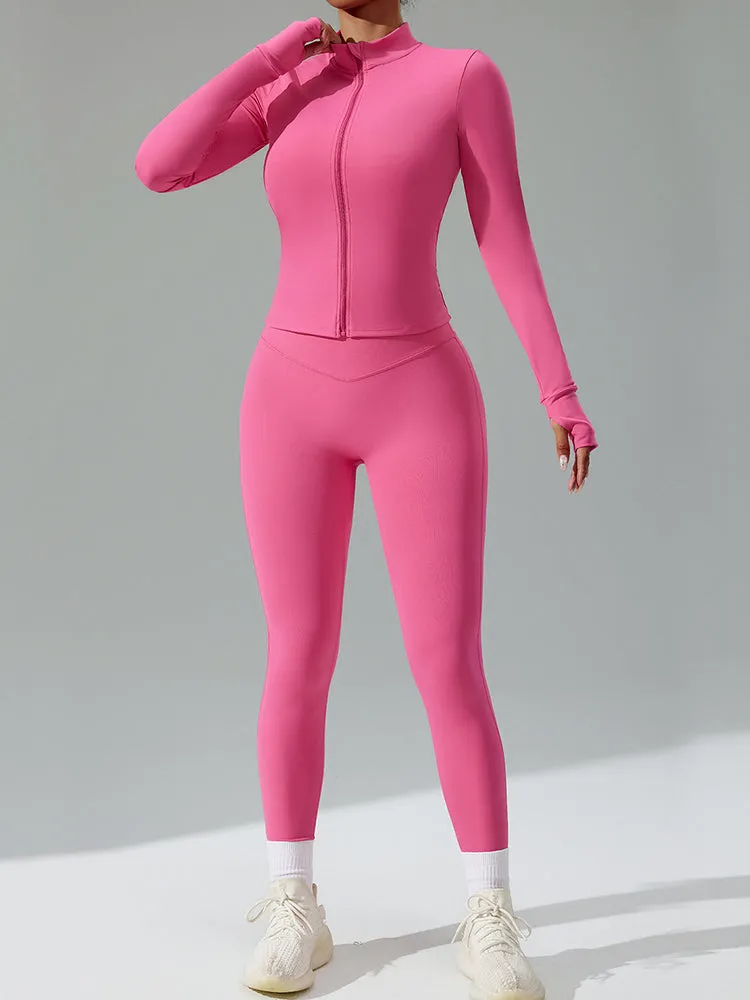 Quick-drying Tight 3-Piece Yoga Set with Jacket