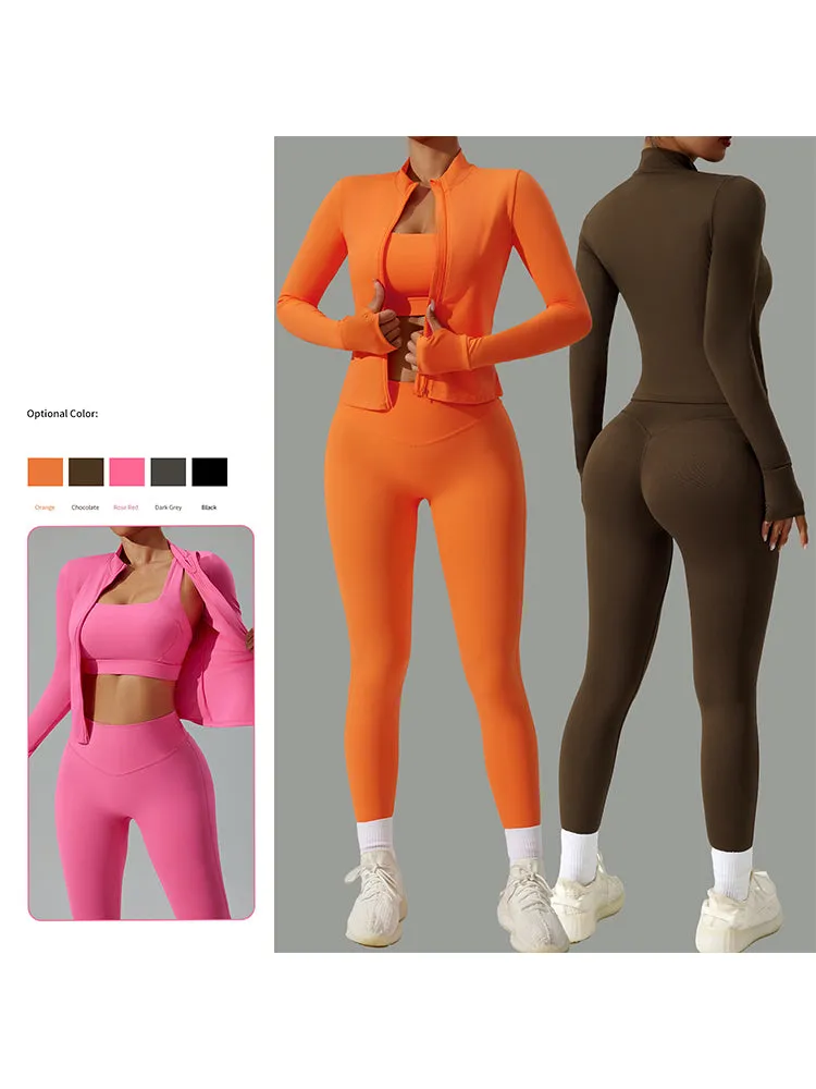 Quick-drying Tight 3-Piece Yoga Set with Jacket