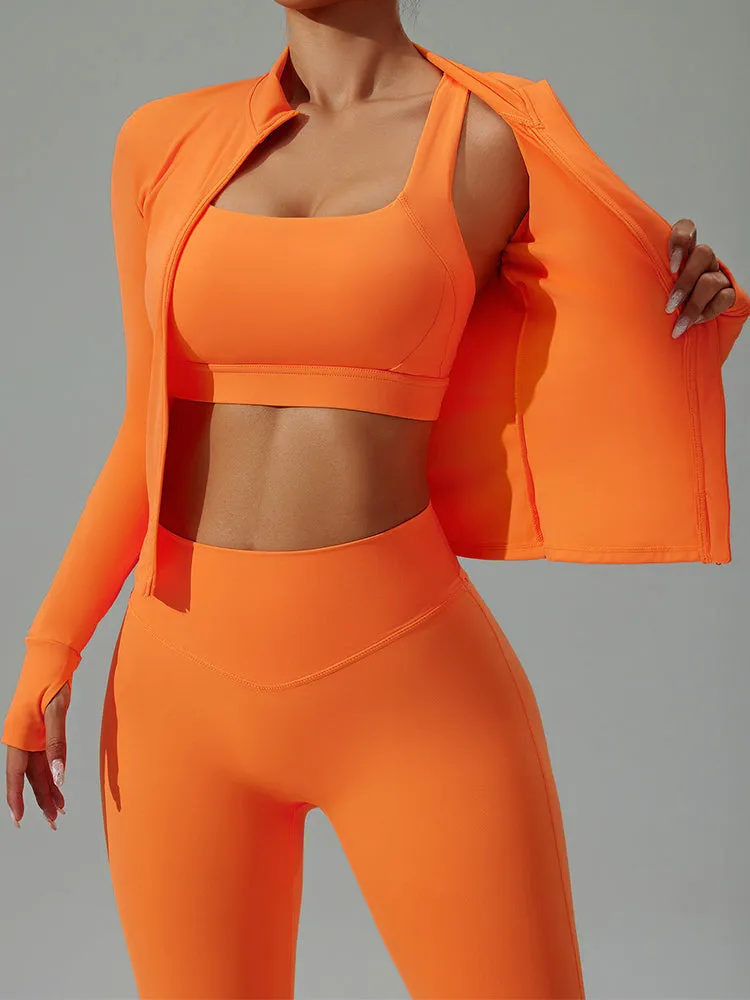 Quick-drying Tight 3-Piece Yoga Set with Jacket