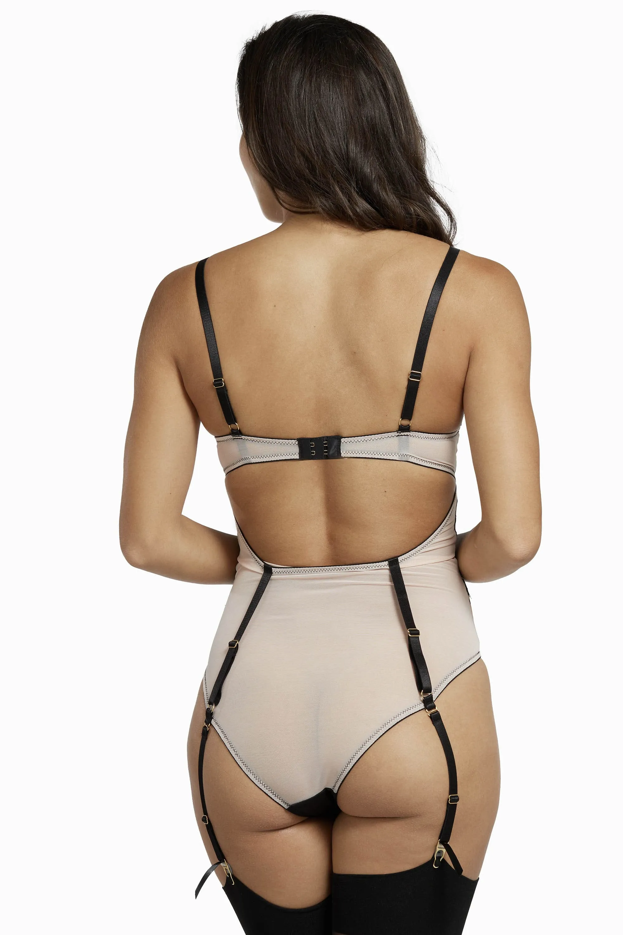 Regalia Lola Peach & Black Contrast Lace Body