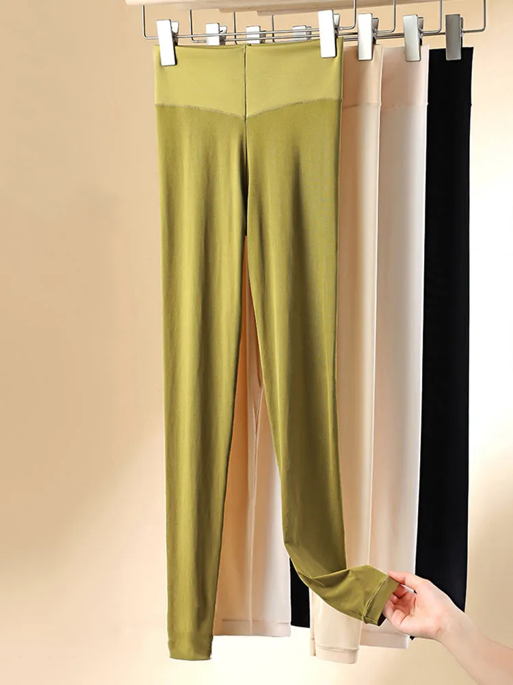 Seamless Black Warmth-Retaining Leggings