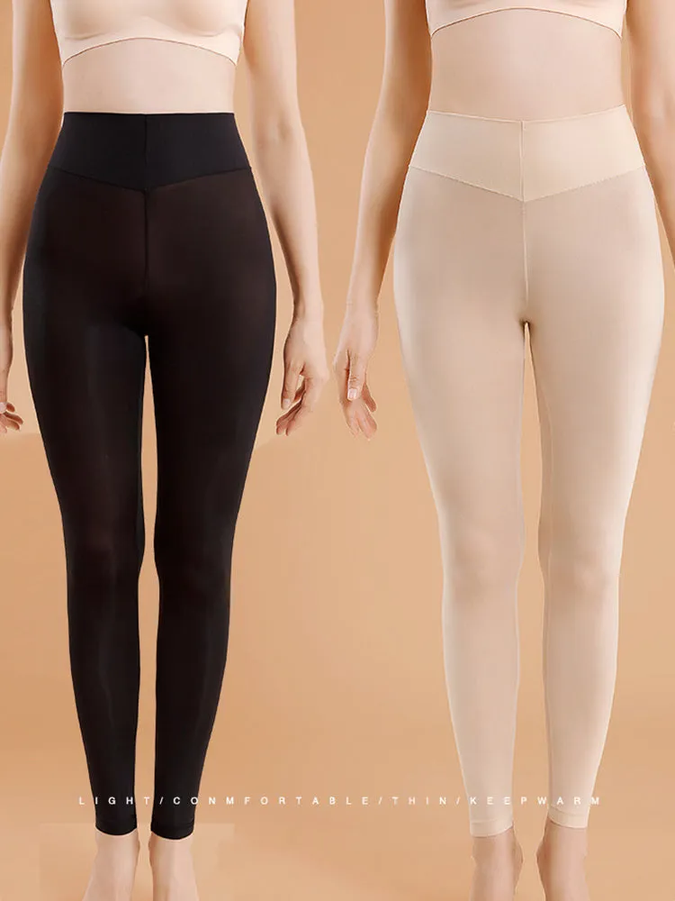 Seamless Black Warmth-Retaining Leggings