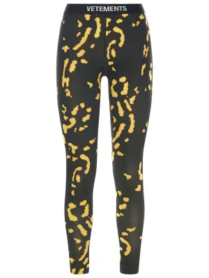 Vetements Animal Printed Logo Waistband Leggings
