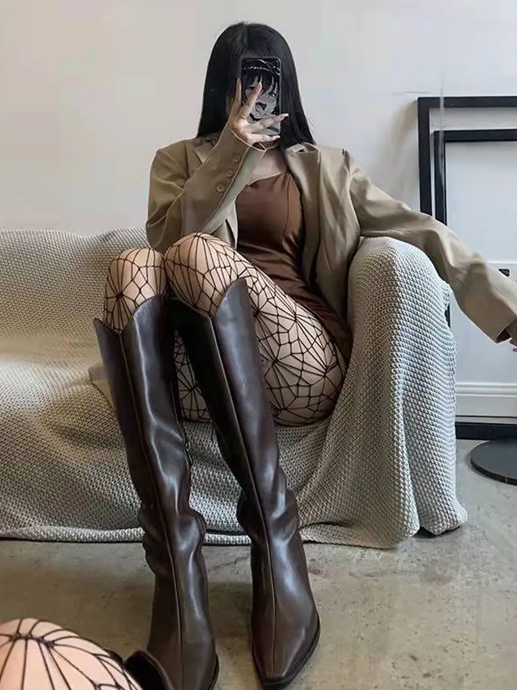 Women's Sexy Fishnet Suspender Pantyhose with Hollow Irregular Holes