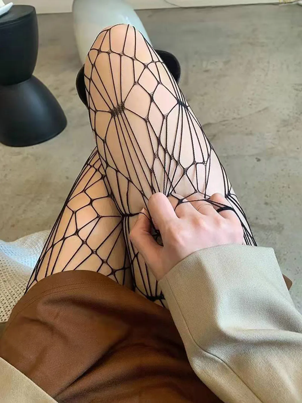 Women's Sexy Fishnet Suspender Pantyhose with Hollow Irregular Holes