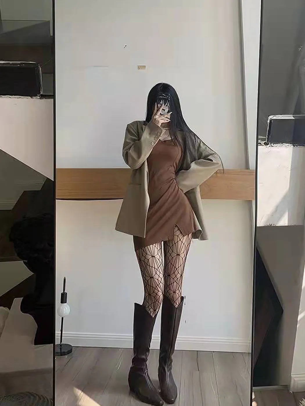 Women's Sexy Fishnet Suspender Pantyhose with Hollow Irregular Holes