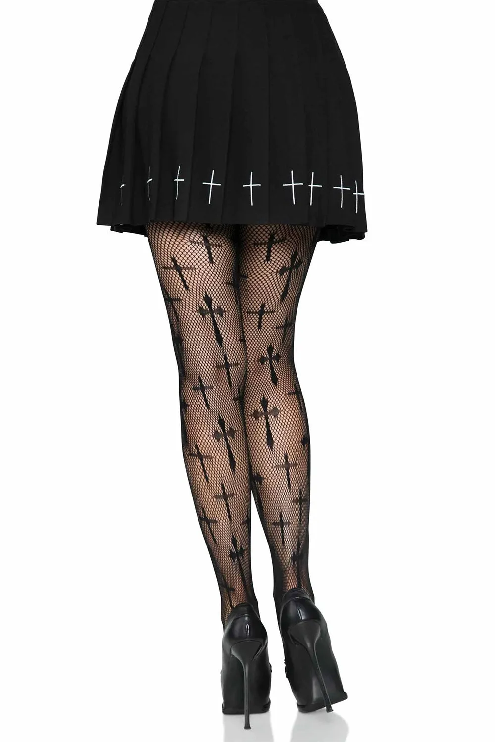Worship Me Cross Net Tights